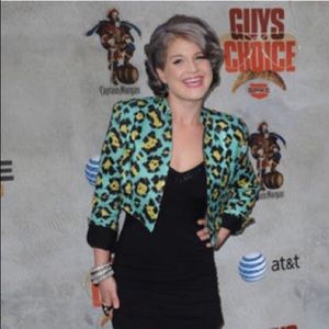 Betsey Johnson teal sequin cheetah print blazer